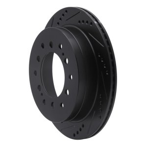 Lexus GX470 Brake Rotor (1) - Rear Left - R1 Concepts - Drilled & Slotted - Black - `01-`09